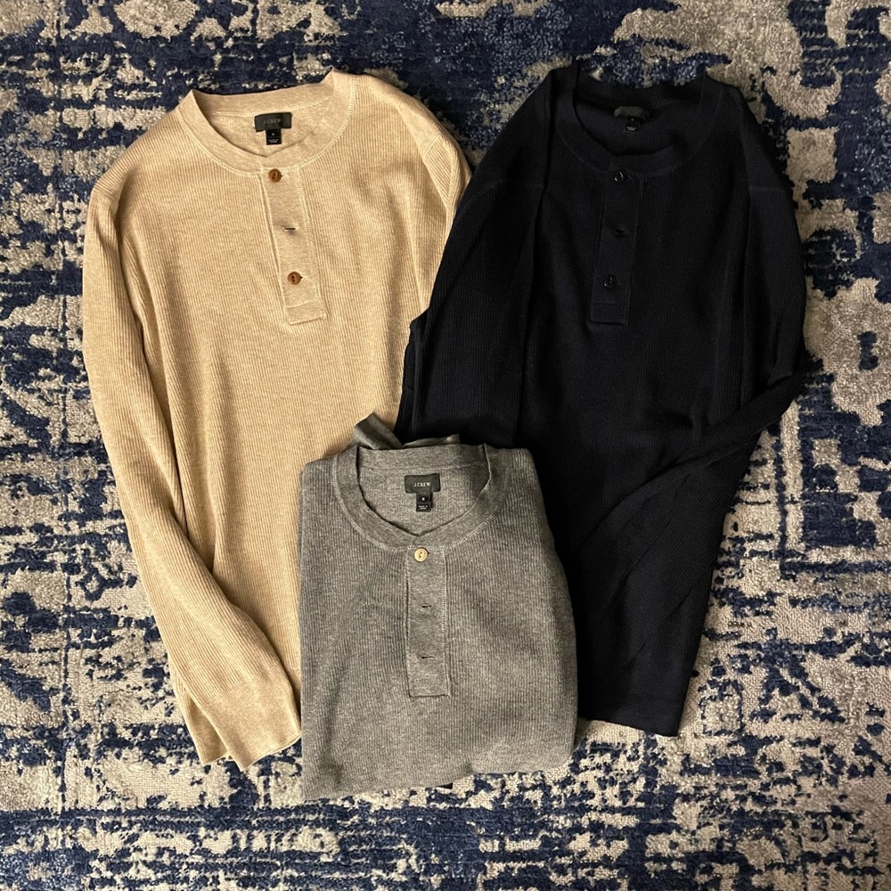 JCrew Wool-Cotton Henley (lot of 3)